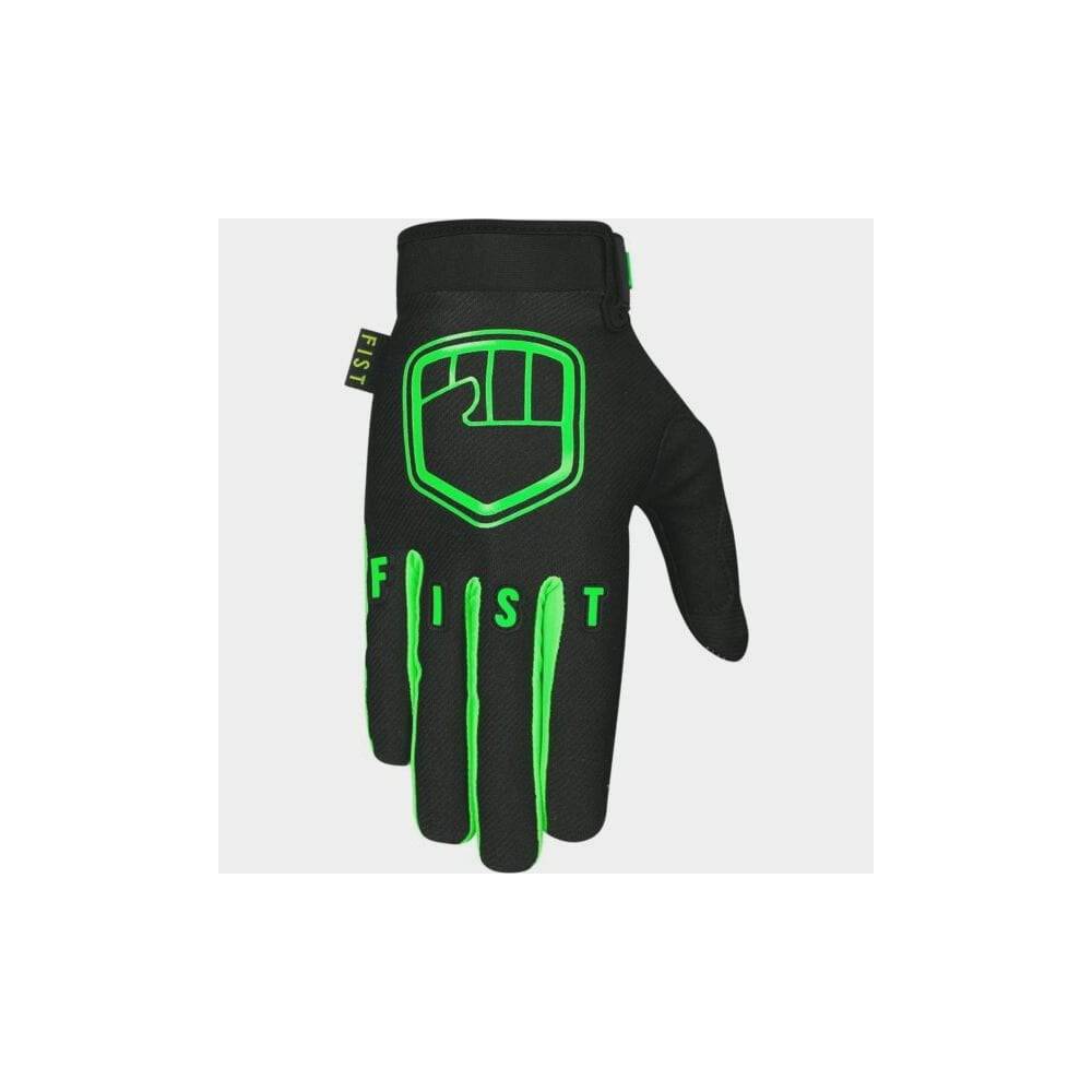Fist Handwear fluorescent green durable grip gloves for wet and dry conditions, showing the textured palm and snug fit.