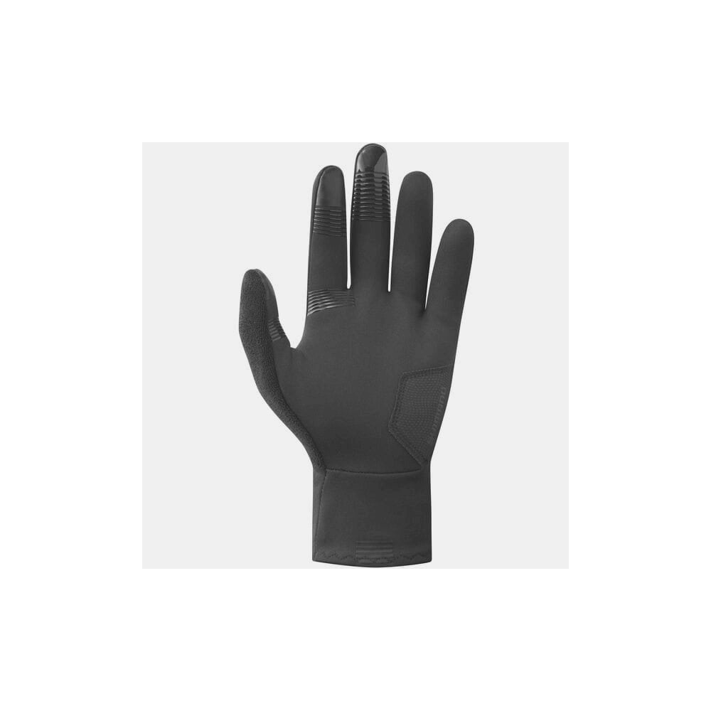Shimano unisex WINDSTOPPER® Primaloft® gloves showing insulated, windproof fabric with touchscreen fingertips for cold-weather cycling.