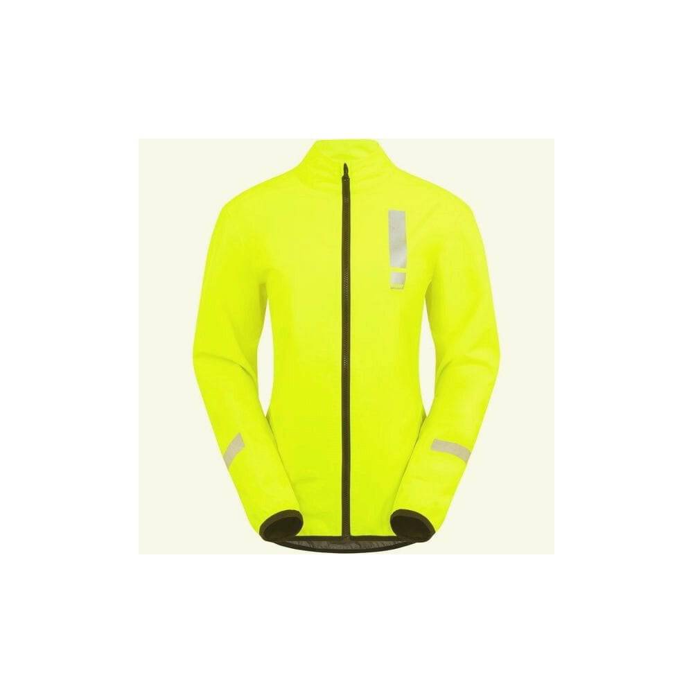HUMP Women's Reflective Waterproof Cycling Jacket with Packable Design, shown in black with reflective accents for visibility.