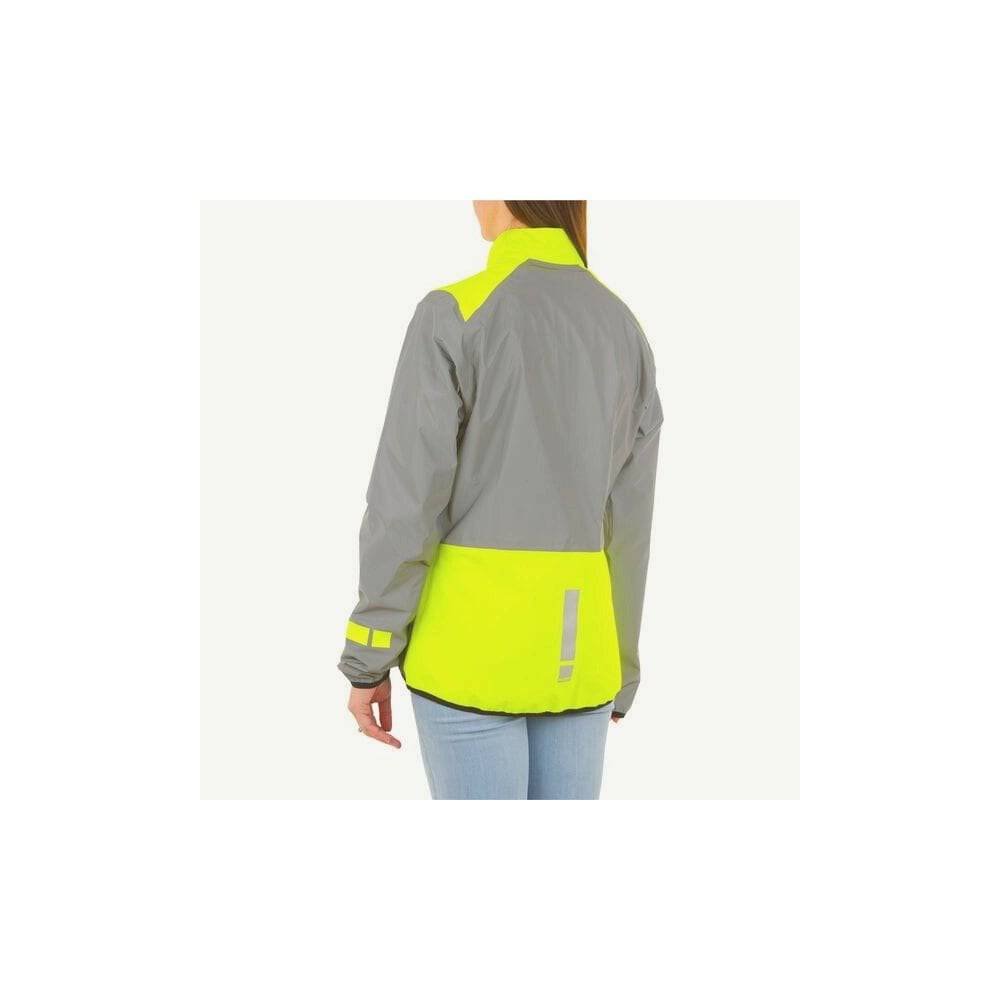 HUMP Women's Ultra Reflect Waterproof Cycling Jacket, lightweight and breathable, shown in a packable, reflective design for outdoor riding.