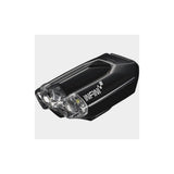 Infini Lava Super Bright Micro USB front bike light with quick release bracket in black, designed for bicycle safety.