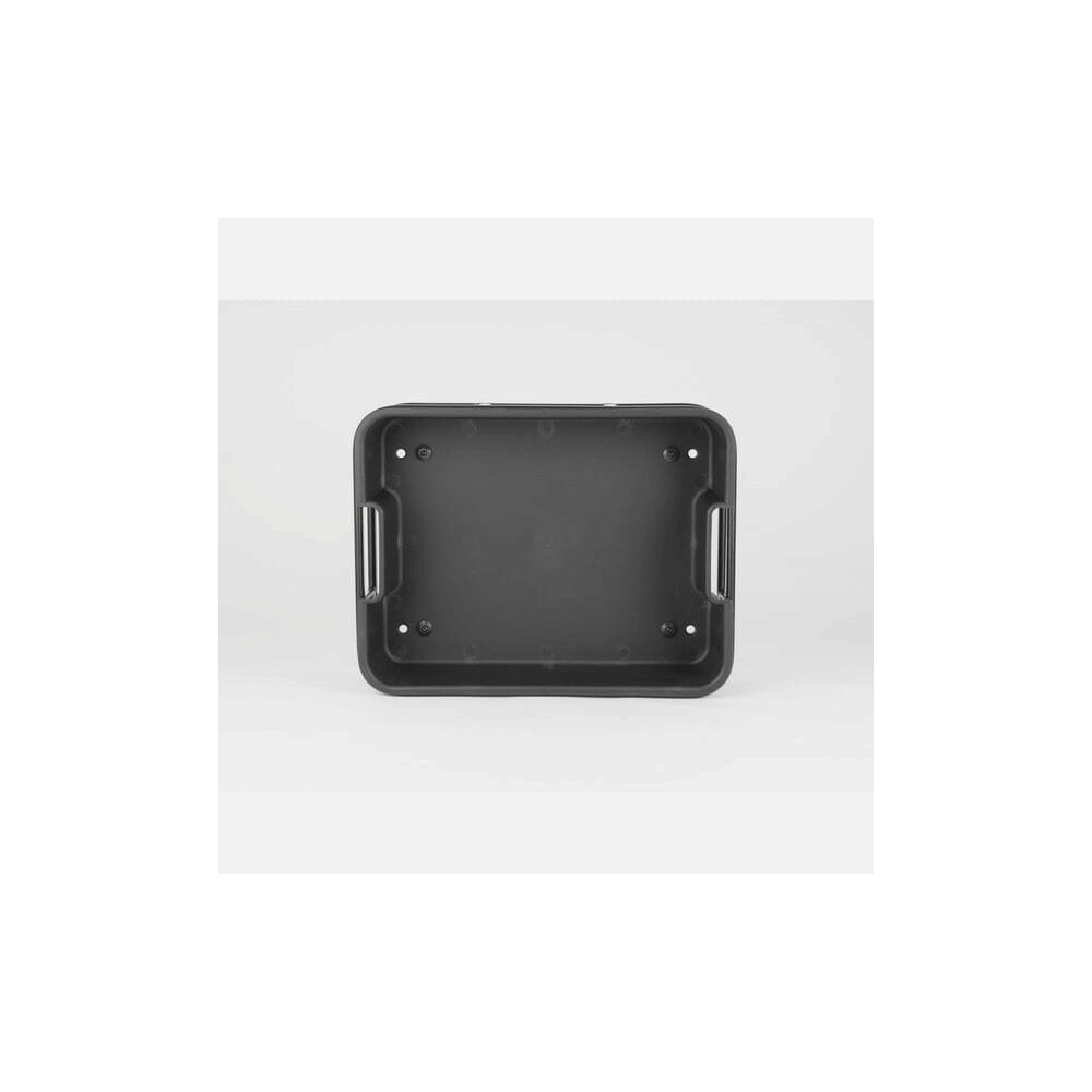 AtranVelo Bakery AVS 15L cargo crate with mounting system, designed for utility bikes, shown attached to a bike rack.