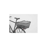AtranVelo DAILY AVS 28L bike basket attached to a bike pannier rack, showing easy attachment system for cycling accessories.
