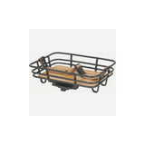 AtranVelo EPIC RETRO AVS bike basket with bamboo base and 8L capacity, mounted on a bicycle for carrying essentials.