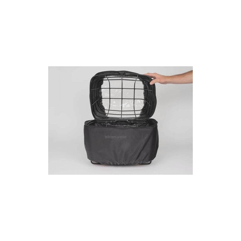 AtranVelo Rainy Duo Cover for basket with window and zipper access, waterproof rain protection accessory for bike baskets.