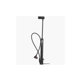 Truflo Air Flow MiniTrax CNC mini floor pump with long hose and frame mount for bike tire inflation.