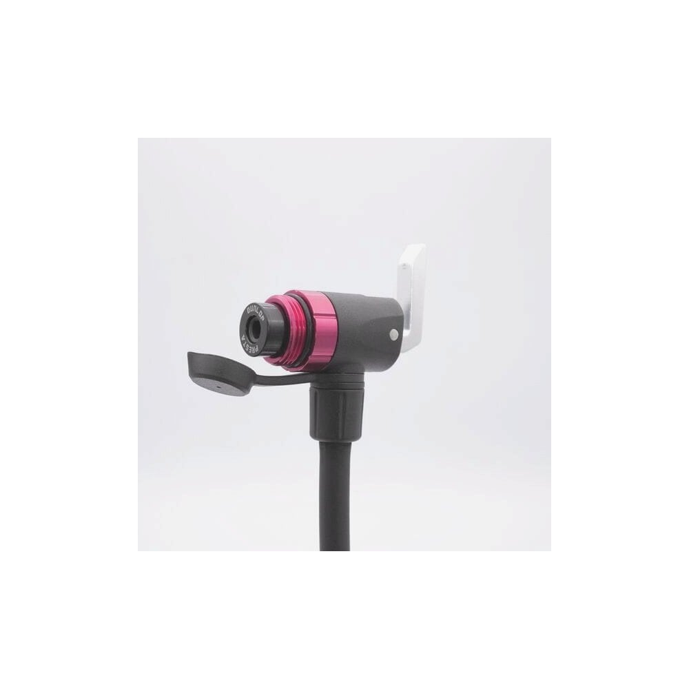 Truflo Air Flow MiniTrax CNC mini floor pump with long hose and frame mount for bicycle tire inflation, accessories.