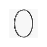 DT Swiss E 593 MTB rim with Presta valve holes, tubeless-compatible enduro mountain bike wheel component, featuring pin-joined construction.