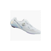 Shimano S-PHYRE RC9W women's road cycling shoes with black design and dual BOA Li2 dials, close-up view of the shoe exterior.