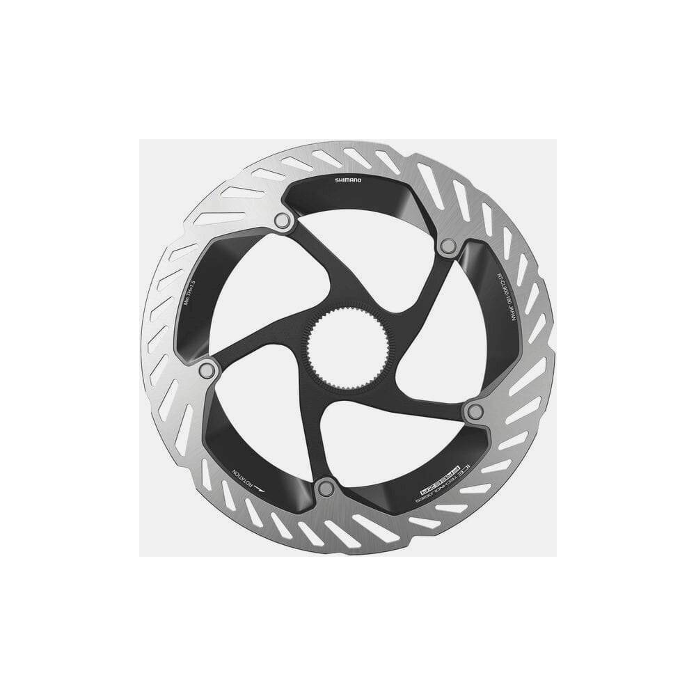 Shimano STEPS RT-CL900 Ice Tech FREEZA 180mm disc rotor with internal magnet lockring for bicycle brakes.