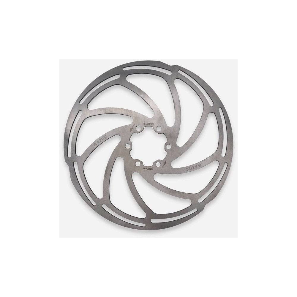 Aztec stainless steel 6-bolt fixed disc brake rotor, 2mm thickness, for bicycle components, visible with mounting holes and rotor surface.