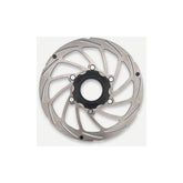 Aztec stainless steel 2mm fixed centre-lock disc brake rotor for bicycle components, showing the rotor's detailed surface design.
