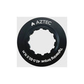 Aztec Centre Lock Lockring with washer for secure bicycle rotor attachment, close-up of the metal component.
