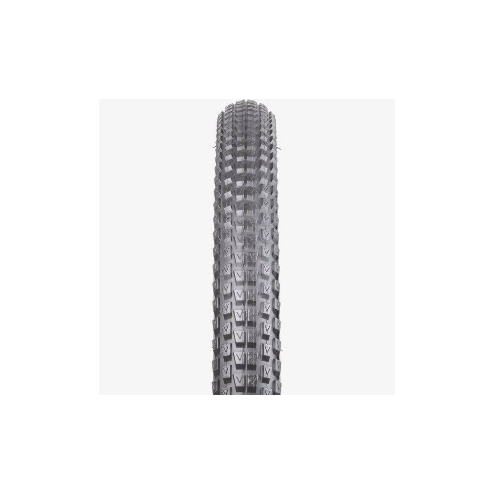Nutrak Chaos MTB tyre mounted on a bike, showing durable tread designed for cross country riding on dry, hard-packed trails.