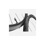 DT Swiss T 1800 front track wheel with 30mm aero alloy clincher rim, tubeless-ready, featuring a sleek black design.