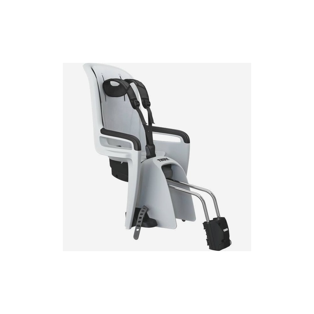 Thule RideAlong 2 rear child bike seat mounted on bicycle, adjustable child seat for kids aged 9 months to 6 years.