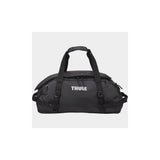 Thule Chasm Duffel Bag with convertible backpack straps and durable wheels, outdoor travel accessories in black.