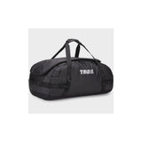 Thule Chasm Duffel Bag with convertible backpack straps and durable wheels, black outdoor gear accessory.