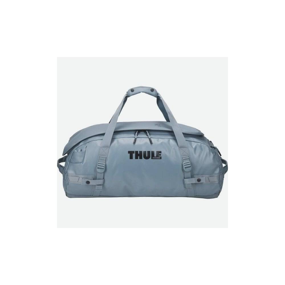 Thule Chasm Duffel Bag with convertible backpack straps and durable wheels, designed for versatile travel and outdoor use.