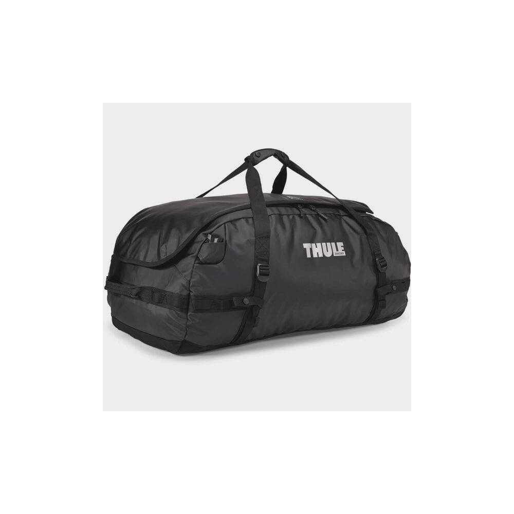 Thule Chasm duffel bag with convertible backpack straps, durable wheels, and rugged outdoor gear design for travel and adventures.