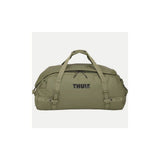 Thule Chasm Duffel Bag with convertible backpack straps and durable wheels, showing its rugged design and carry handles.