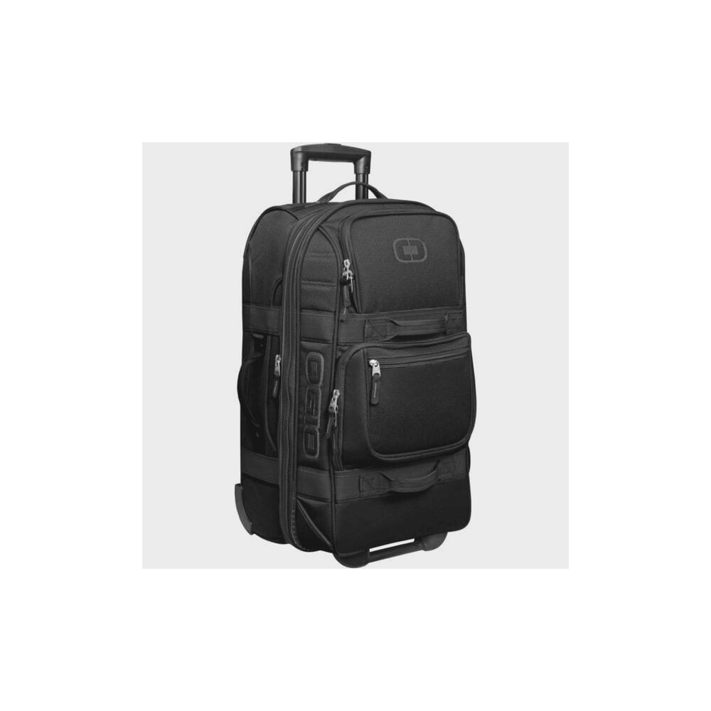 OGIO ONU-22 pannier bag with weather-resistant fabric, skate wheels, and expandable design, perfect for cycling accessories.