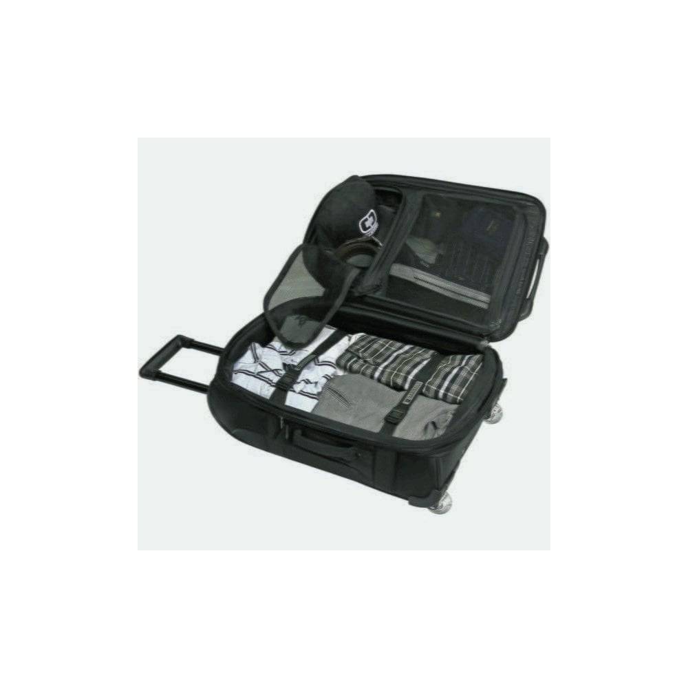 OGIO ONU-22 pannier bag with weather-resistant fabric, skate wheels, and expandable design for versatile accessories storage.