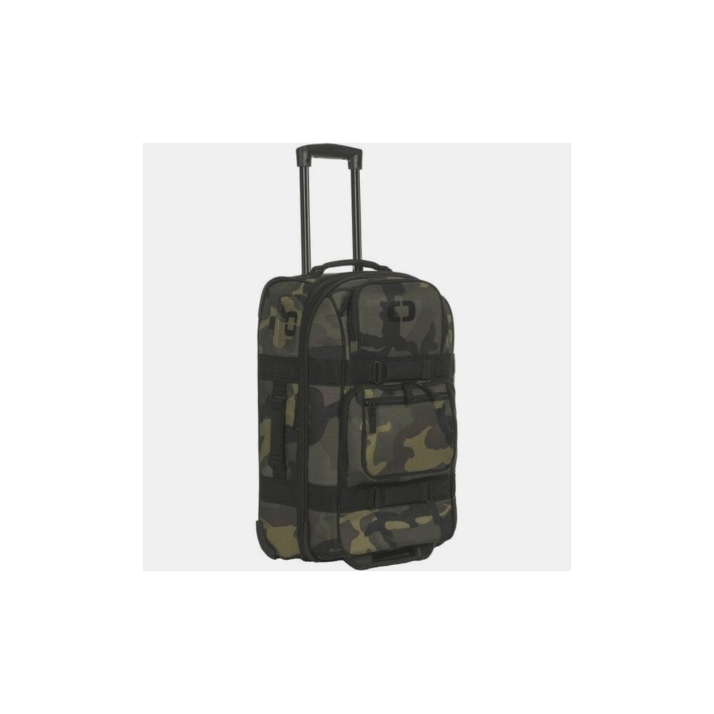 OGIO ONU-22 pannier bag with weather-resistant fabric, skate wheels, and expandable design for versatile accessories storage.