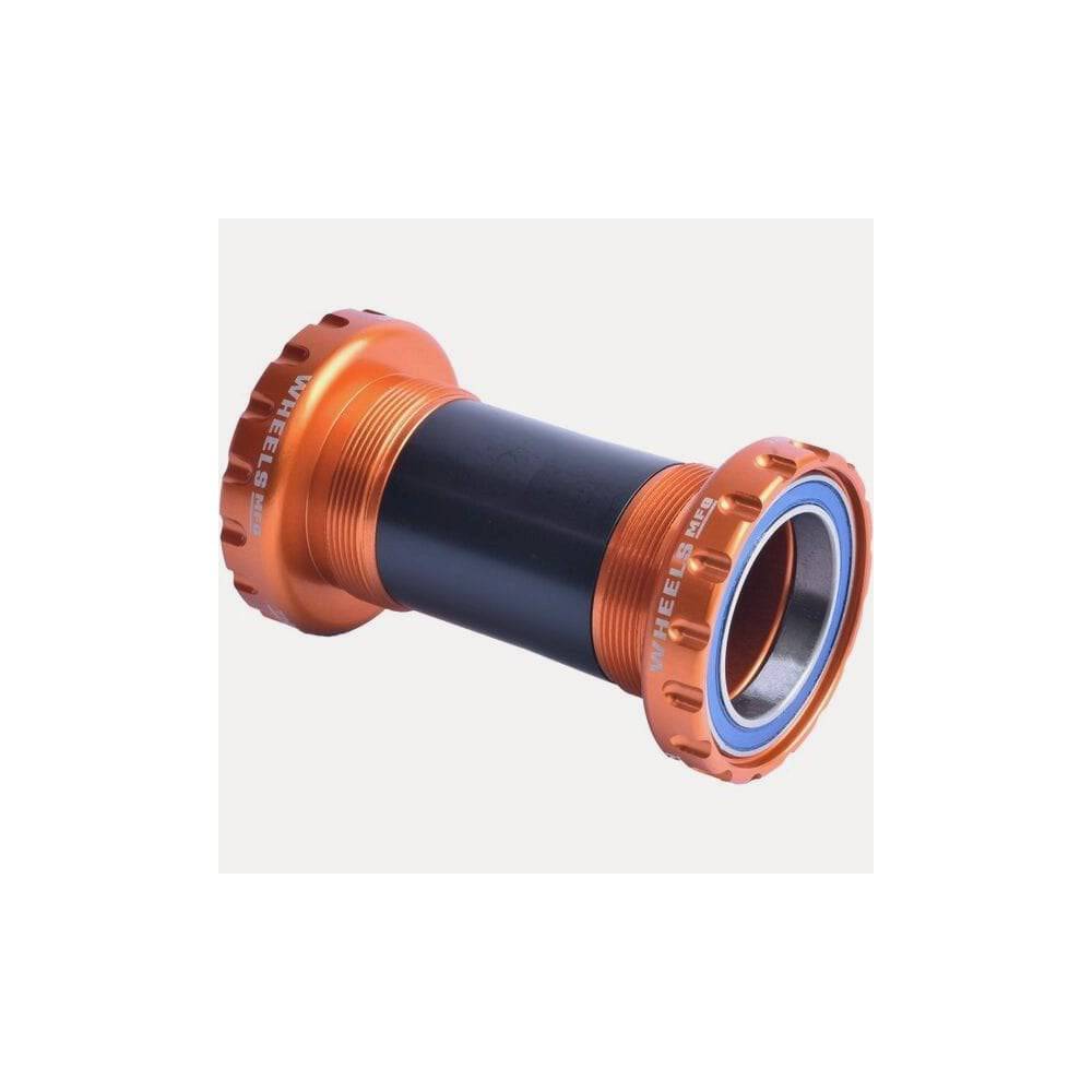 Wheels Manufacturing BSA threaded bottom bracket with ABEC-3 bearings for 30mm cranksets, showcasing the components and bearings.
