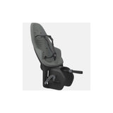 Thule Yepp 2 Maxi child bike seat with HD rack mount and click-in system, designed for secure and comfortable riding.