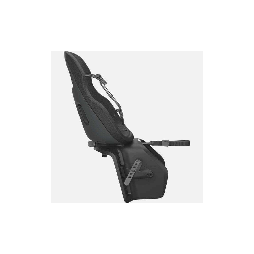 Thule Yepp Nexxt 2 Maxi rack mount child bike seat with safety straps and padded seat for kids, designed for secure riding.