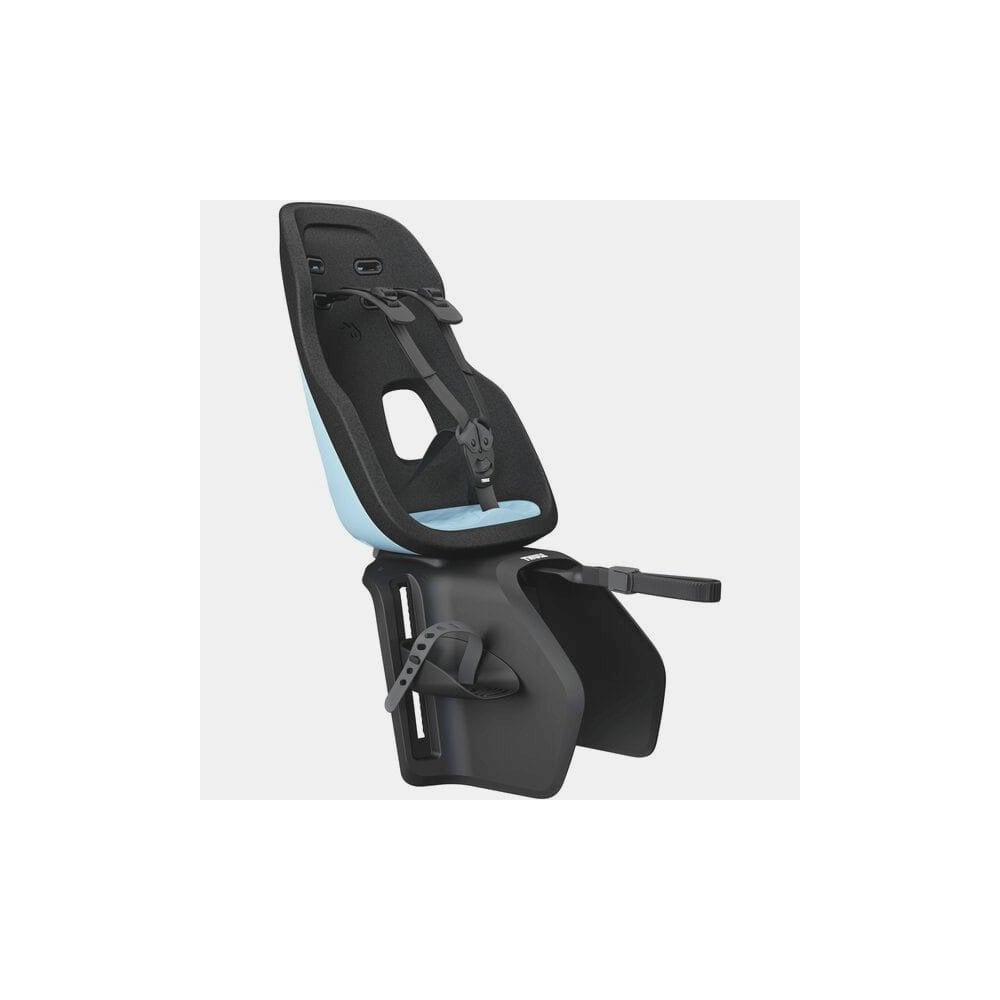 Thule Yepp Nexxt 2 Maxi rack mount child bike seat installed on bike, designed for safe and comfortable riding for kids.