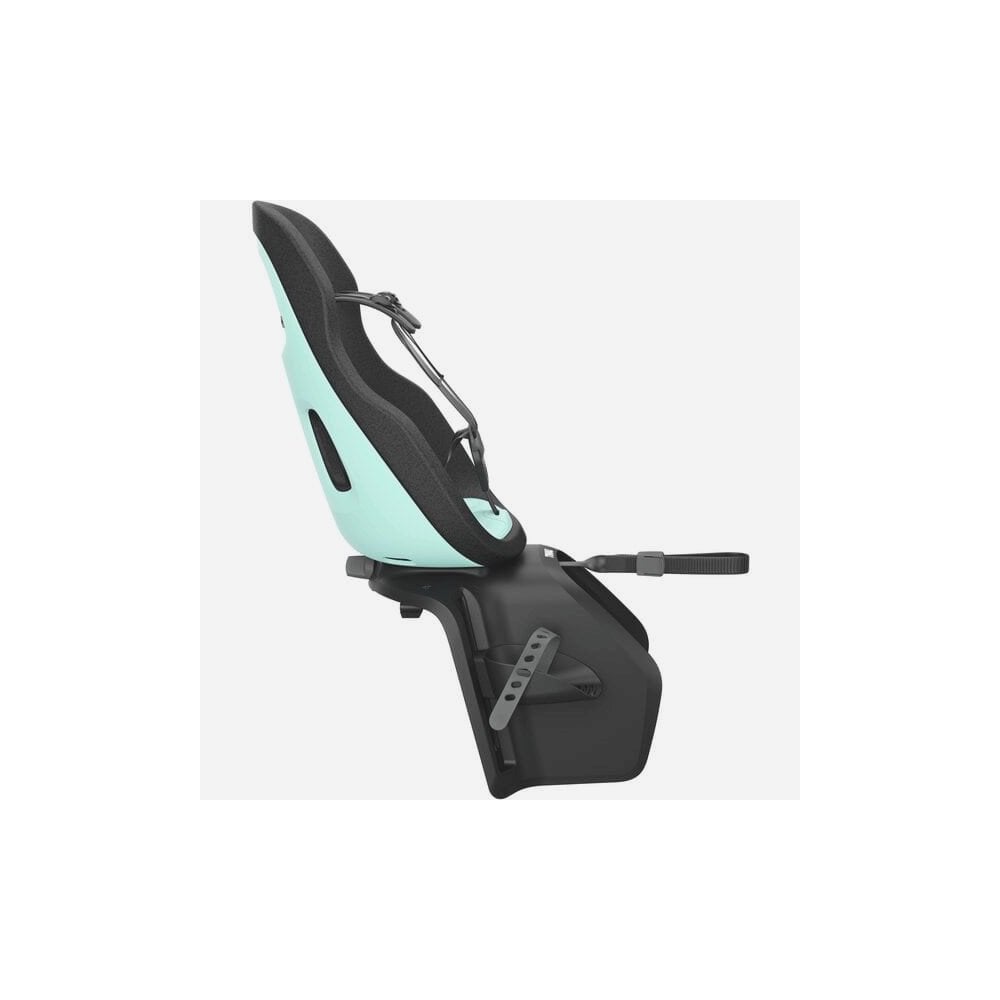 Thule Yepp Nexxt 2 Maxi rack mount child bike seat for kids, showing the secure, comfortable design and mounting hardware.