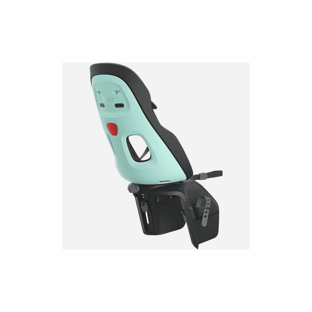 Thule Yepp Nexxt 2 Maxi rack mount child bike seat attached to a bike, safe and comfortable for kids, outdoor cycling accessory.
