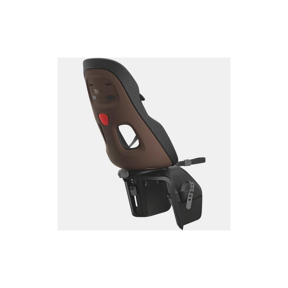 Thule Yepp Nexxt 2 Maxi rack mount child bike seat attached to a bike, designed for safe and comfortable riding for kids.