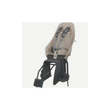 Urban Iki TA-KE rear child bike seat mounted on e-bike frame, designed for safe and comfortable child transportation.