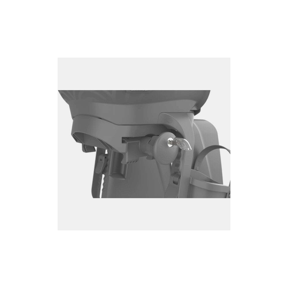 Urban Iki Rear Childseat U-ME Easy Fix attached to a bike with pannier rack, designed for safe child transportation on bikes and e-bikes.