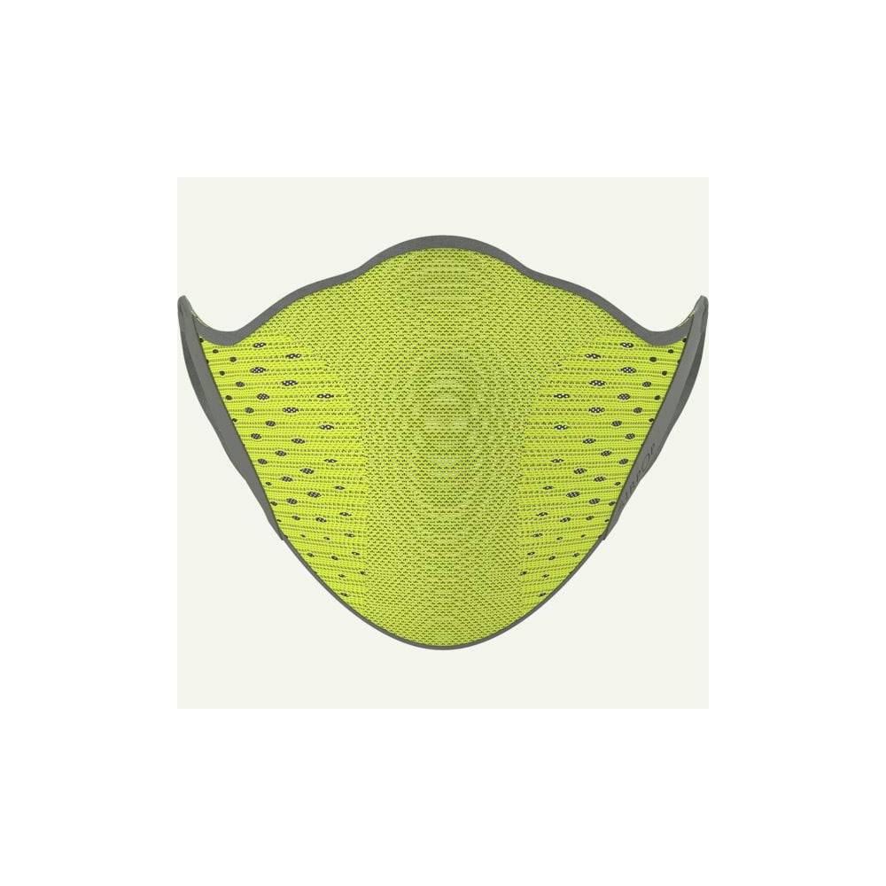 AirPop Active Pollution Mask in yellow and black, breathable and comfortable face mask designed for outdoor protection.