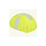 HUMP reflective waterproof helmet cover with elastic fit for adult helmets, providing visibility and protection in bad weather.