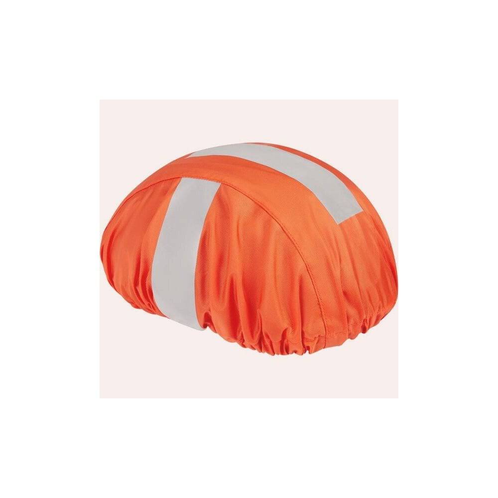 HUMP reflective waterproof helmet cover with elastic fit designed for adult helmets, providing visibility and protection.