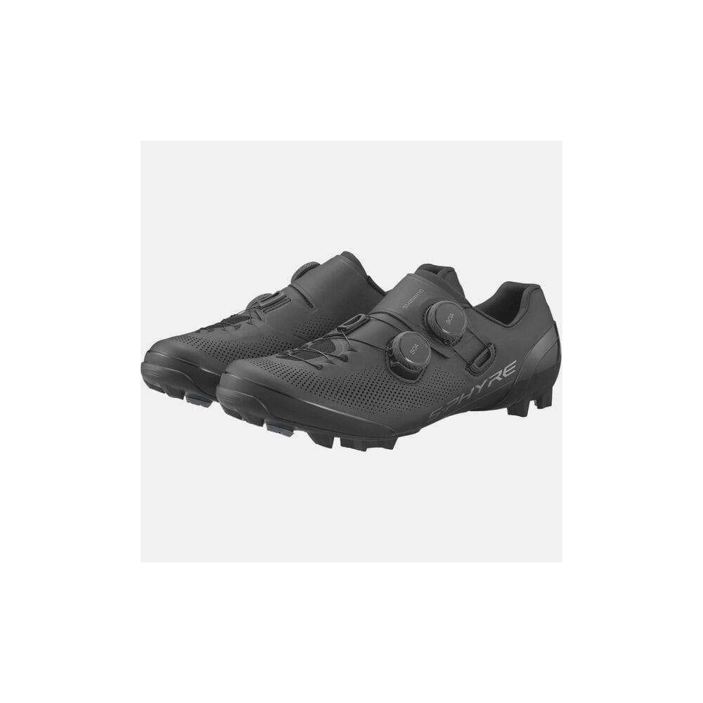 Shimano S-PHYRE XC9 MTB shoes for cross-country racing, featuring a sleek design and secure closure for off-road cycling.