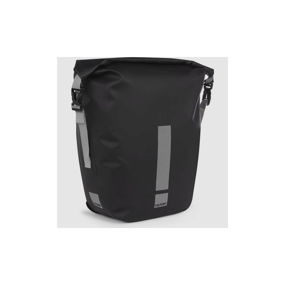 HUMP 30L reflective waterproof single pannier bag with quick-release mount system for bike accessories.