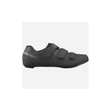 Shimano RC1 unisex road cycling shoes with stiff 6 sole, featuring black and white design and ventilation for performance riding.