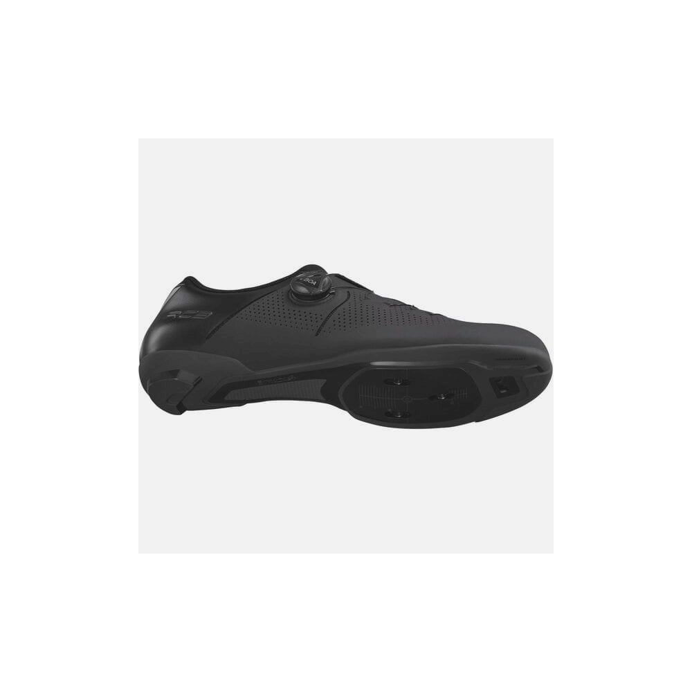 Shimano RC3 road cycling shoes with BOA dial closure and reflective print, designed for performance cycling.