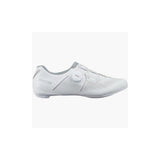 Shimano RC3W women's road cycling shoes with BOA L6 dial and reflective prints, black sporty footwear for cycling enthusiasts.