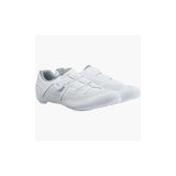 Shimano RC3W women's road cycling shoes with BOA L6 dial and reflective prints, showcasing sleek design and breathable material.