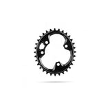 Absolute Black 34T MTB oval chainring with 76 BCD in black, designed for mountain bike components.