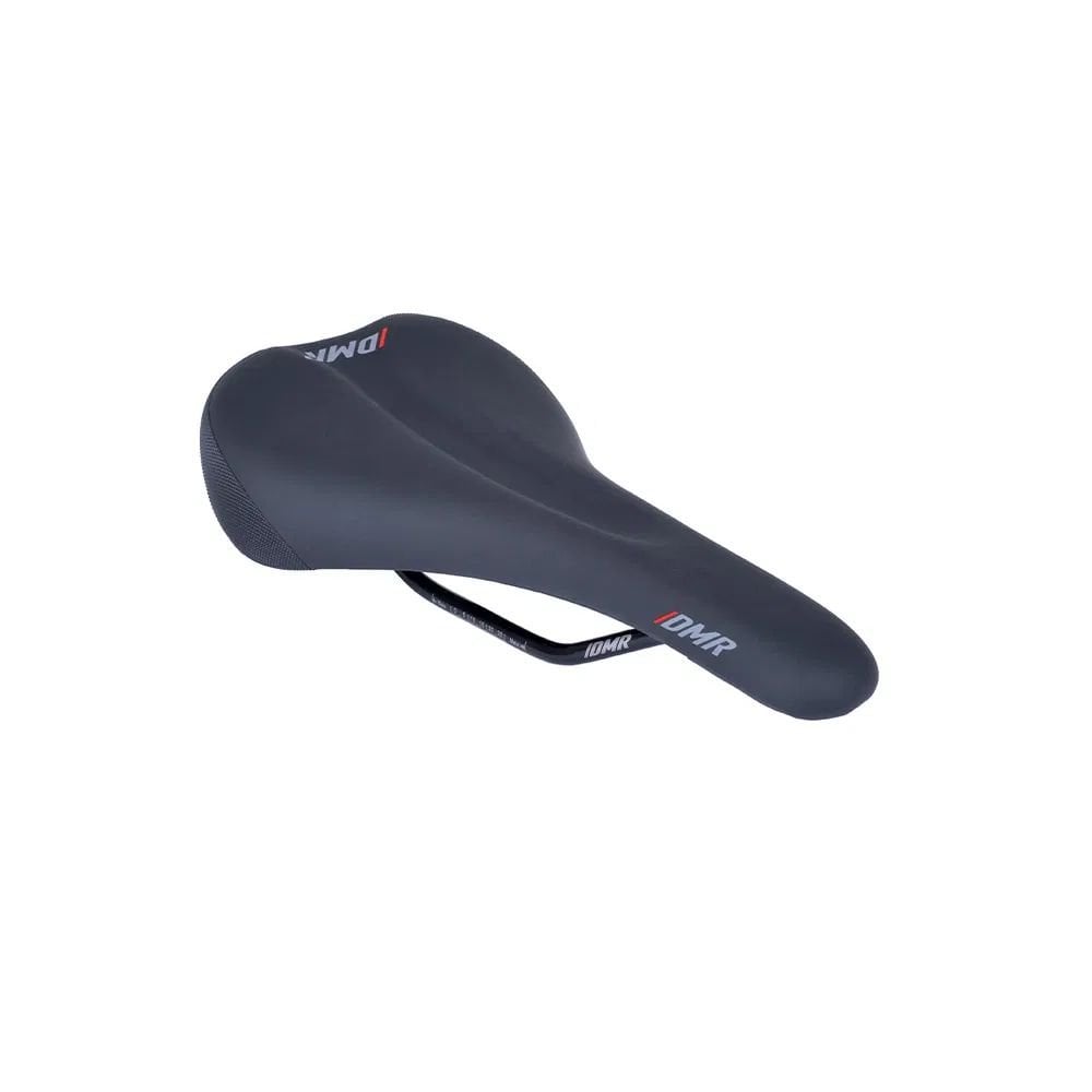 Black DMR Stage 2 bike saddle with Cromoly rails, designed for comfort, suitable for unisex cycling enthusiasts.