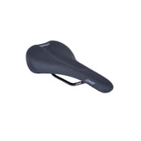 Black DMR Stage 2 bike saddle with Cromoly rails, designed for comfort, suitable for unisex cycling enthusiasts.