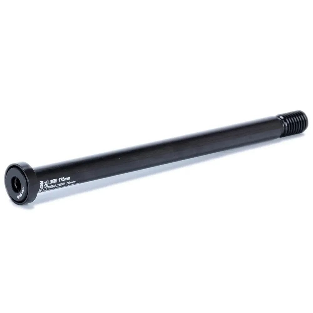 DMR Rhythm 12mm bike wheel axle showing durable metal construction and secure fit for easy installation in bicycle components.